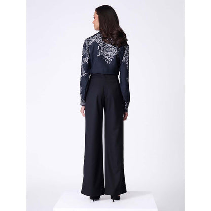 S&N by Shantnu Nikhil Black Baroque Printed Shirt