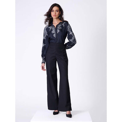 S&N by Shantnu Nikhil Black Baroque Printed Shirt