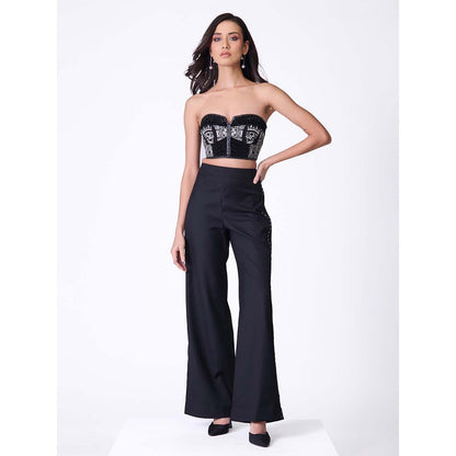 S&N by Shantnu Nikhil Black Baroque Printed Corset Top