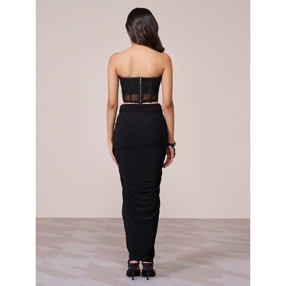 S&N by Shantnu Nikhil Black Applique Corset Top