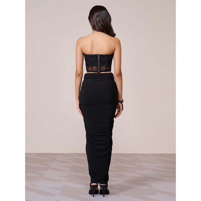 S&N by Shantnu Nikhil Black Applique Corset Top