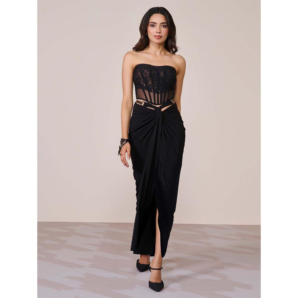 S&N by Shantnu Nikhil Black Applique Corset Top