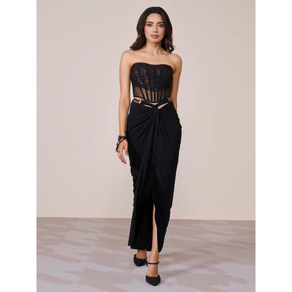 S&N by Shantnu Nikhil Black Applique Corset Top