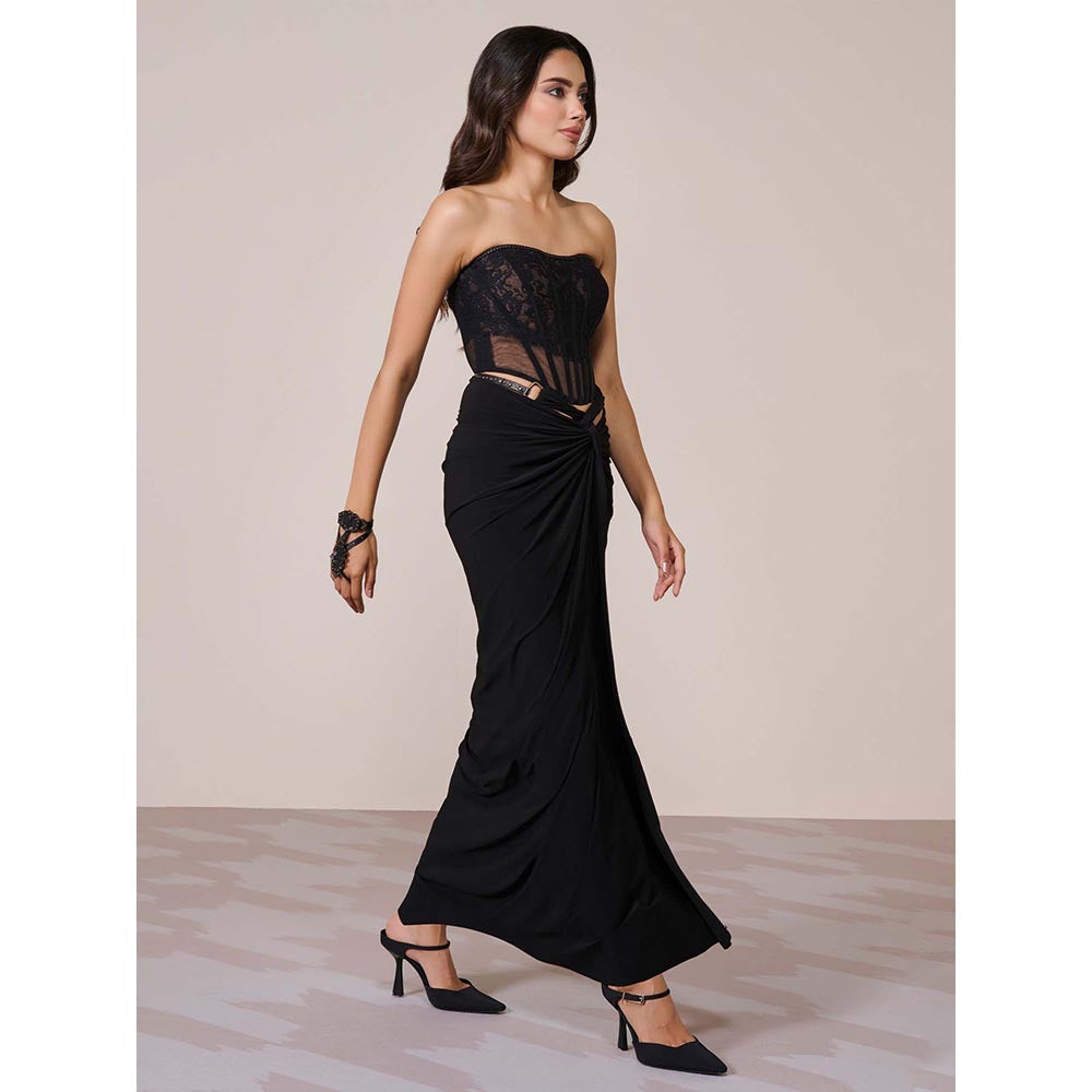 S&N by Shantnu Nikhil Black Applique Corset Top