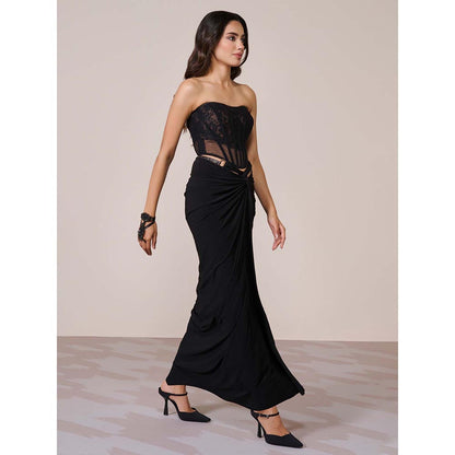 S&N by Shantnu Nikhil Black Applique Corset Top
