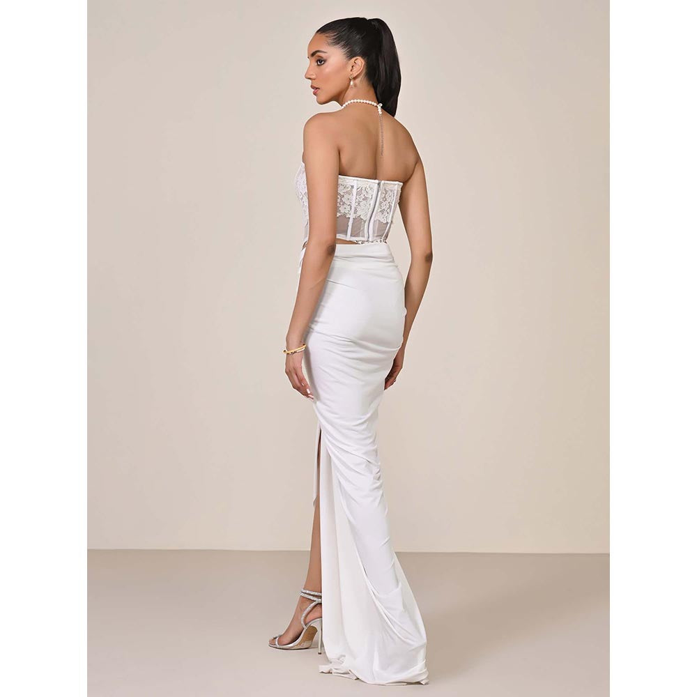 S&N by Shantnu Nikhil Off White Applique Corset Top