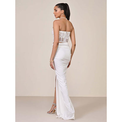 S&N by Shantnu Nikhil Off White Applique Corset Top