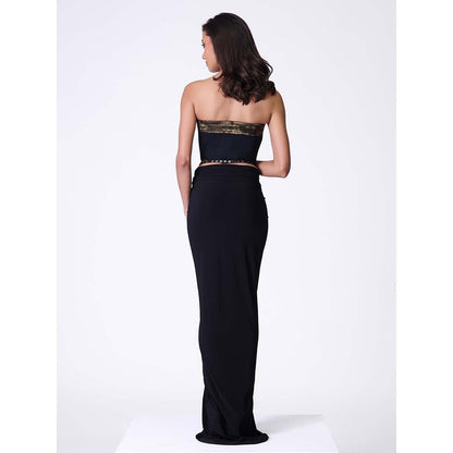 S&N by Shantnu Nikhil Black Textured Corset Top