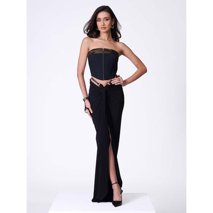 S&N by Shantnu Nikhil Black Textured Corset Top