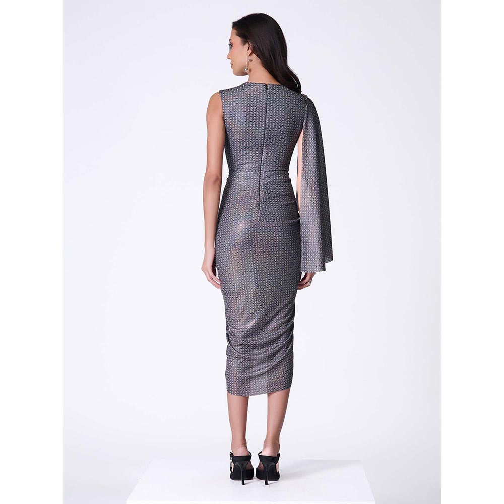 S&N by Shantnu Nikhil Women Grey Lurex Printed Dress