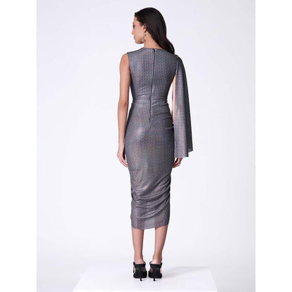 S&N by Shantnu Nikhil Women Grey Lurex Printed Dress