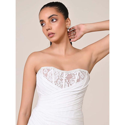 S&N by Shantnu Nikhil Women White Jersey Solid Dress