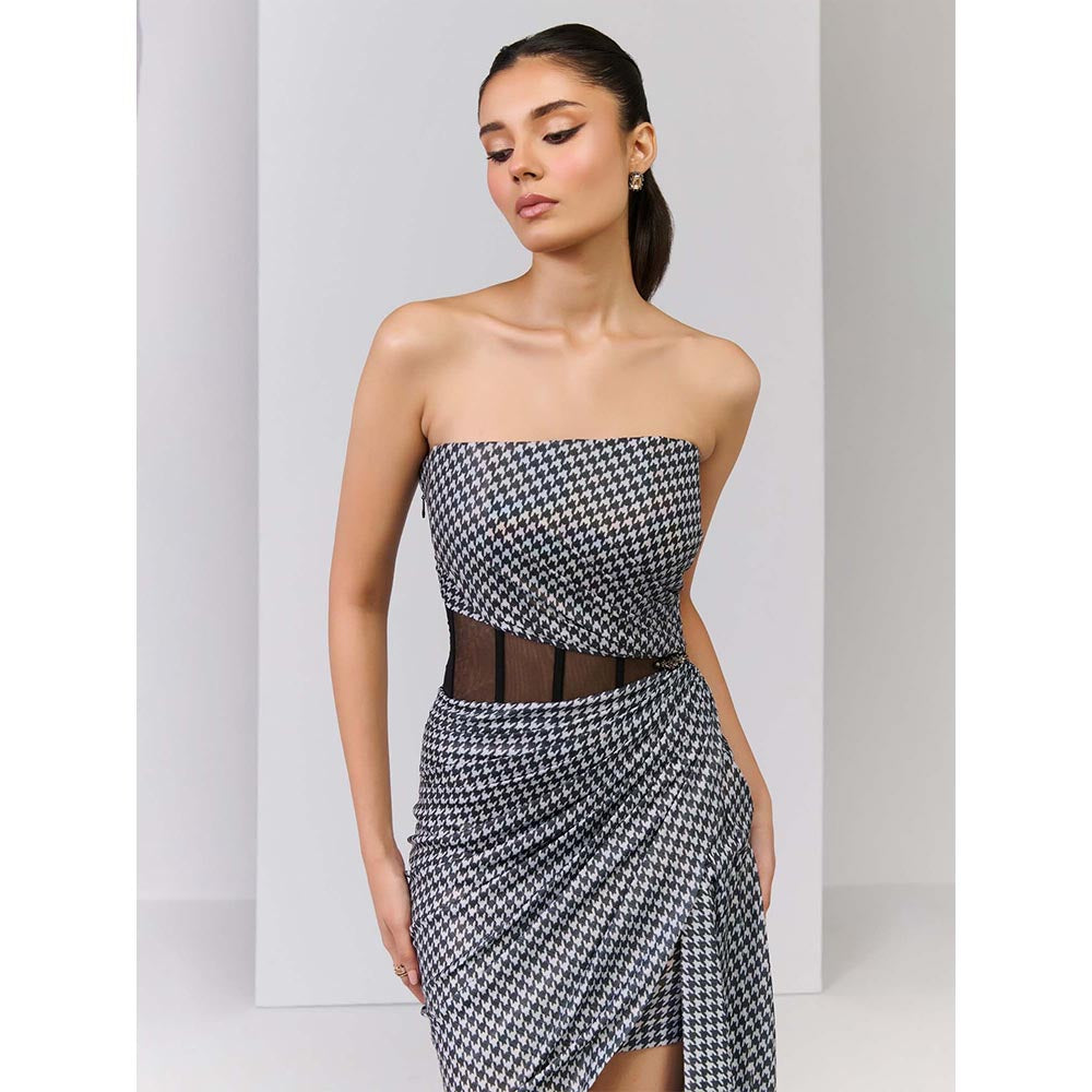 S&N by Shantnu Nikhil Women Black Jersey Printed Dress