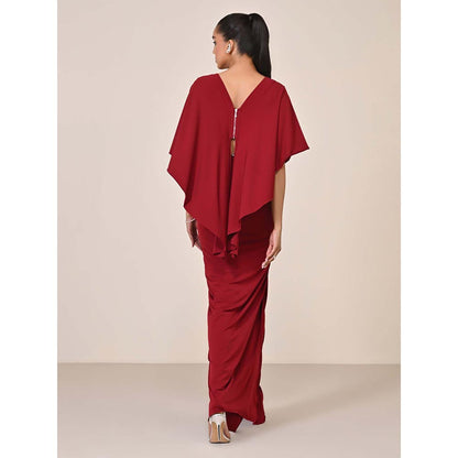 S&N by Shantnu Nikhil Women Red Jersey Solid Gown