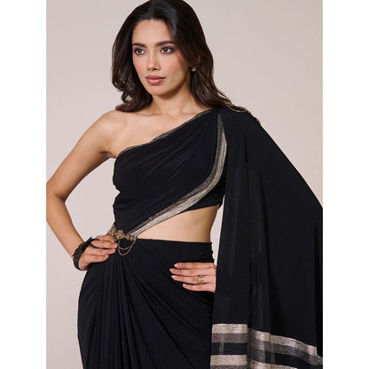 S&N by Shantnu Nikhil Women Black Jersey Solid Gown