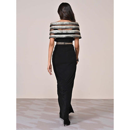 S&N by Shantnu Nikhil Women Black Jersey Solid Gown