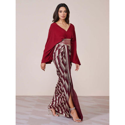 S&N by Shantnu Nikhil Women Red Jersey Solid Gown