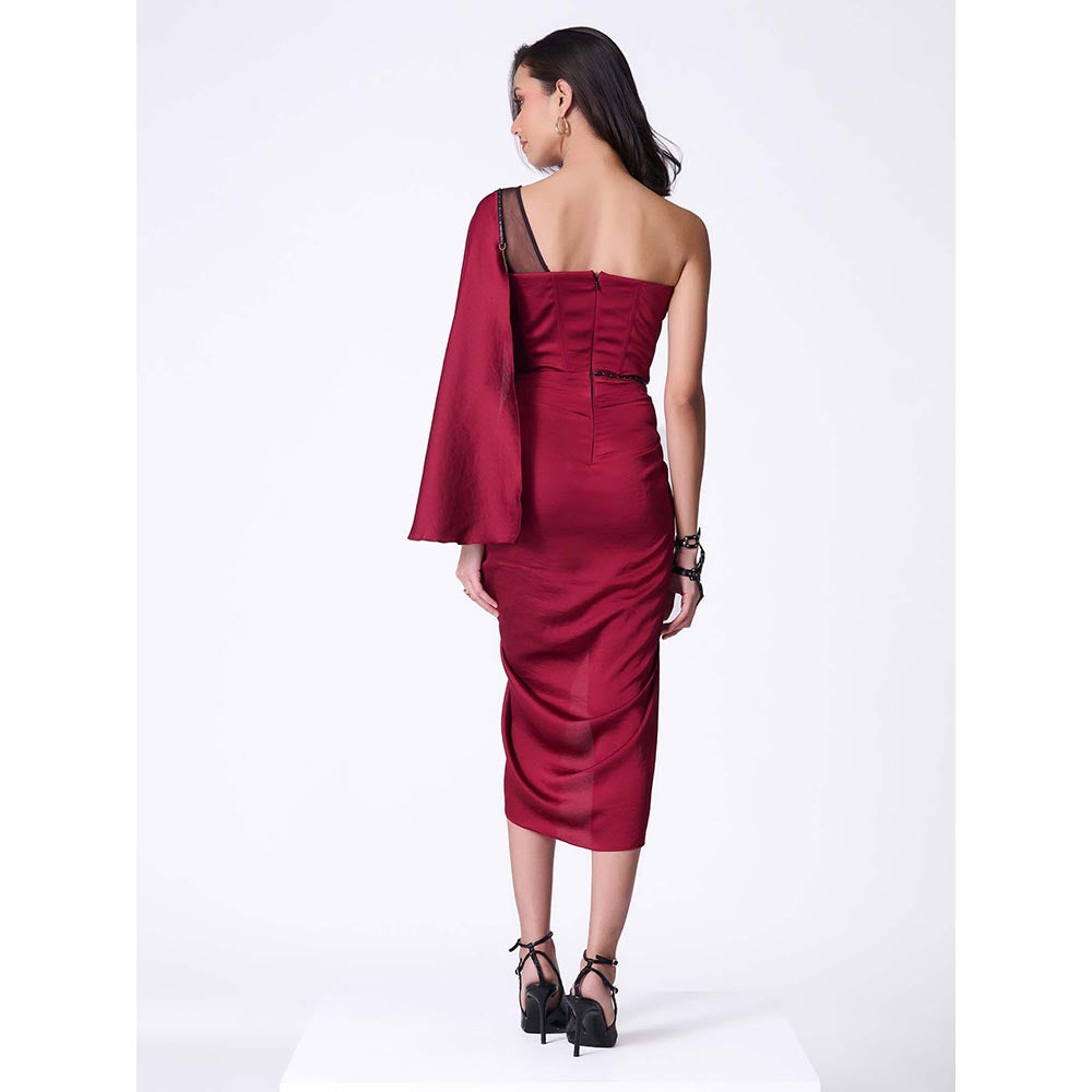 S&N by Shantnu Nikhil Women Red Jersey Solid Dress