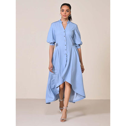 S&N by Shantnu Nikhil Women Blue Jersey Solid Dress