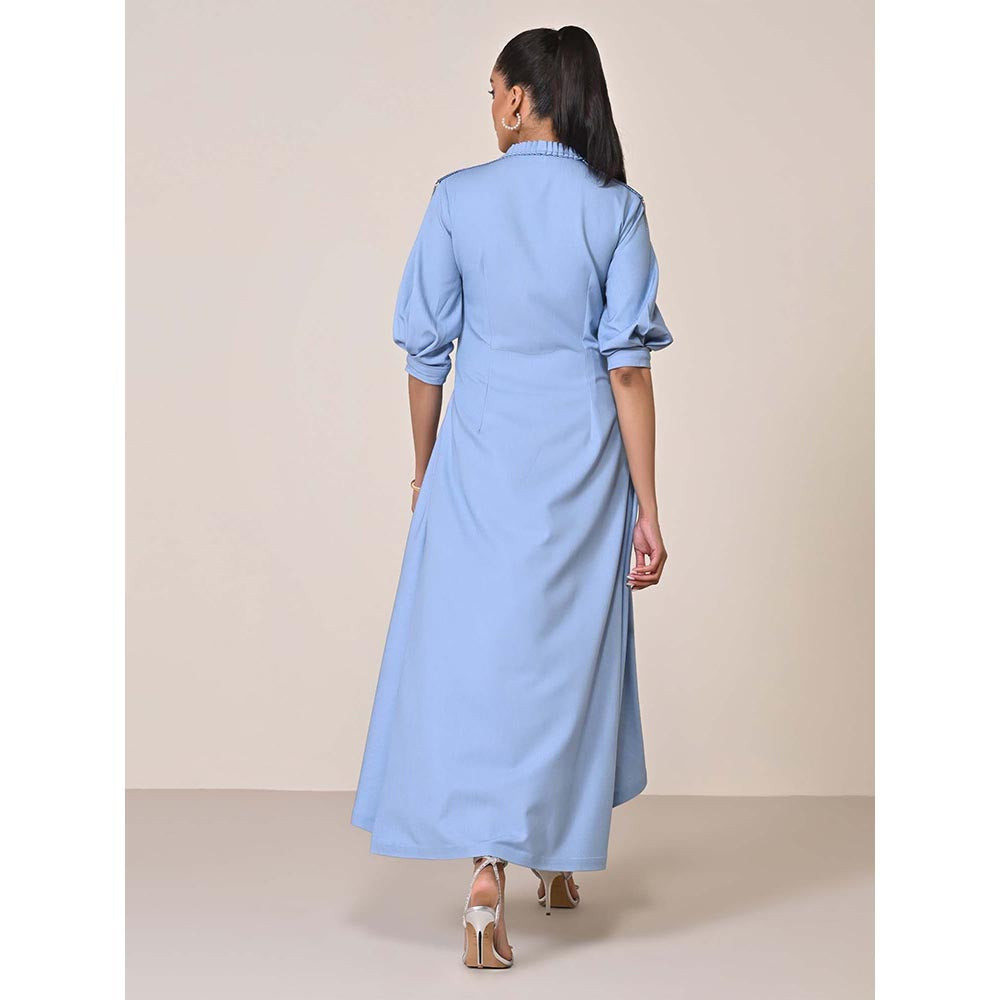 S&N by Shantnu Nikhil Women Blue Jersey Solid Dress