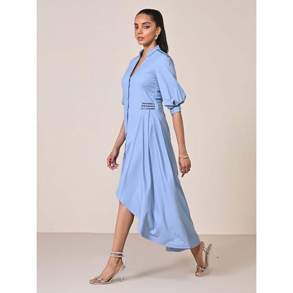 S&N by Shantnu Nikhil Women Blue Jersey Solid Dress