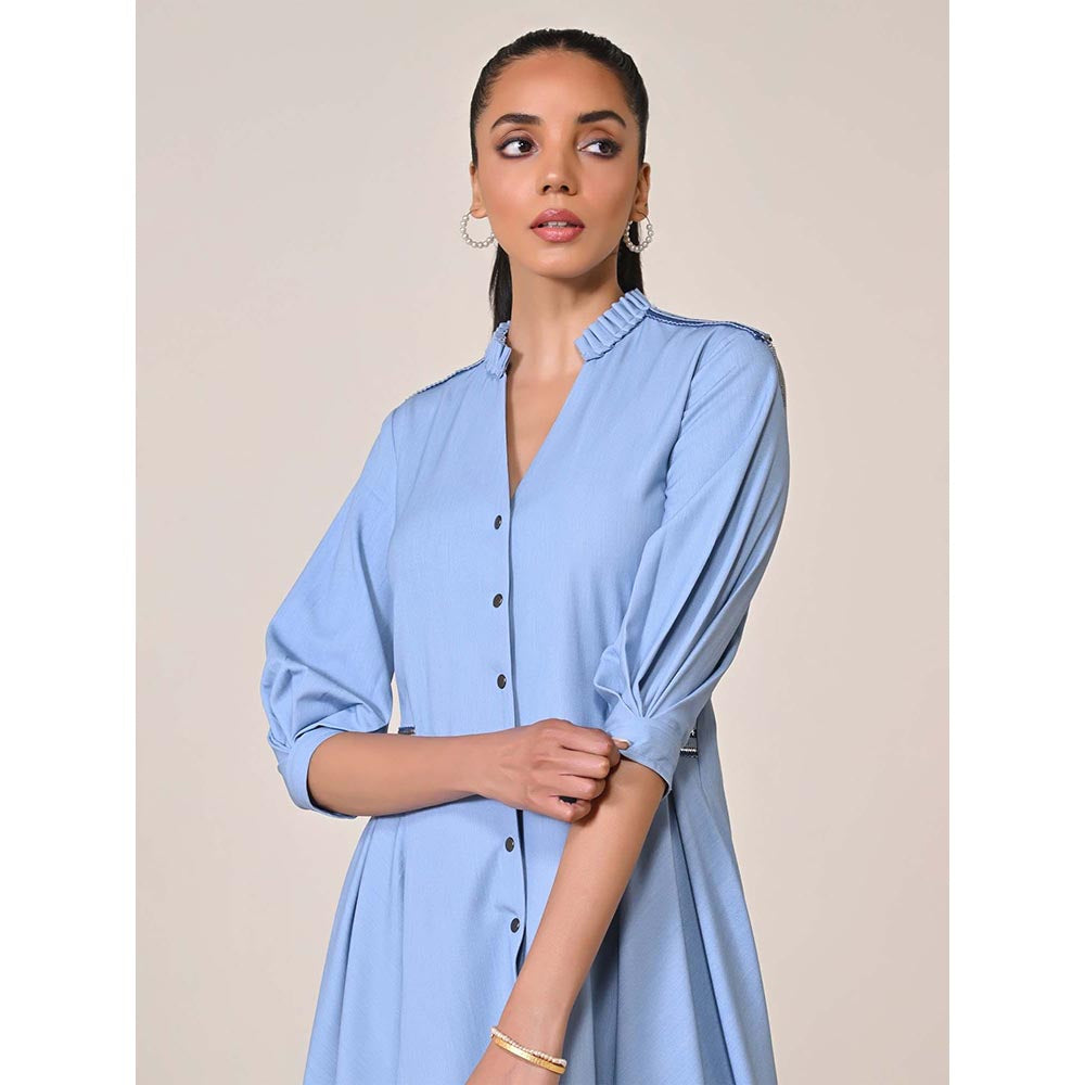 S&N by Shantnu Nikhil Women Blue Jersey Solid Dress