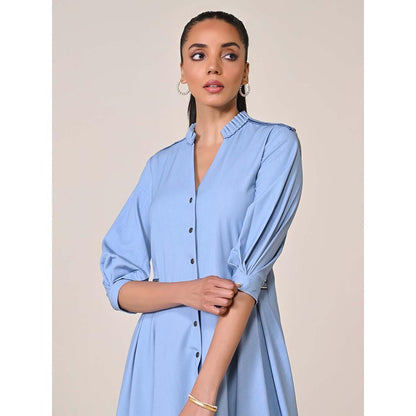 S&N by Shantnu Nikhil Women Blue Jersey Solid Dress