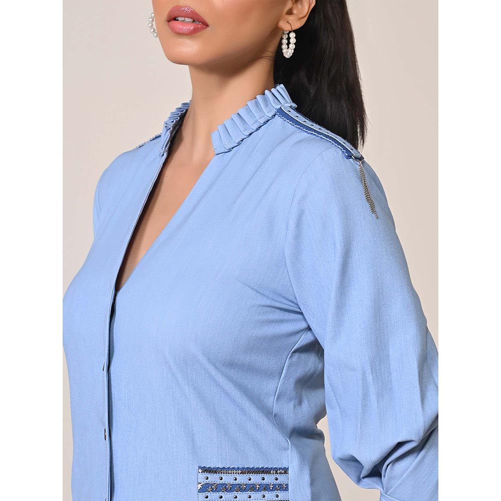 S&N by Shantnu Nikhil Women Blue Jersey Solid Dress