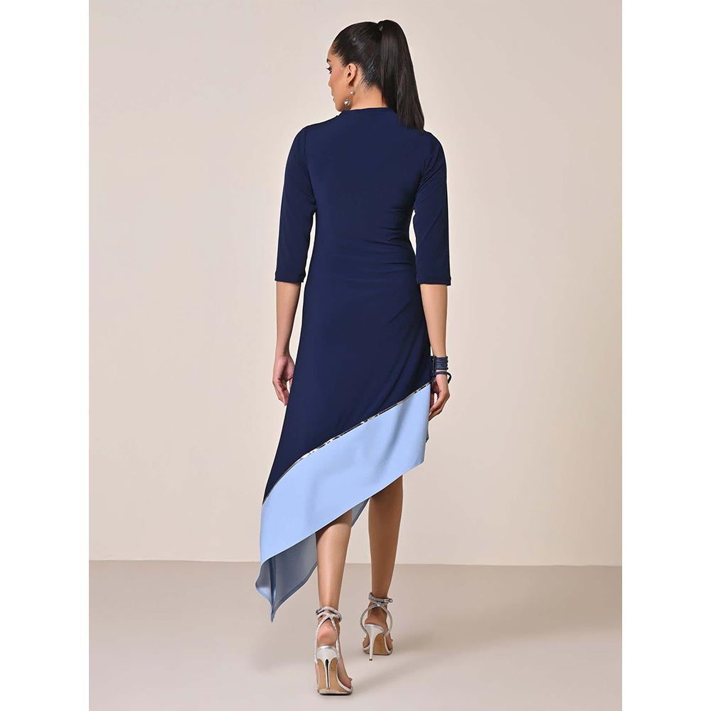 S&N by Shantnu Nikhil Women Blue Jersey Solid Dress