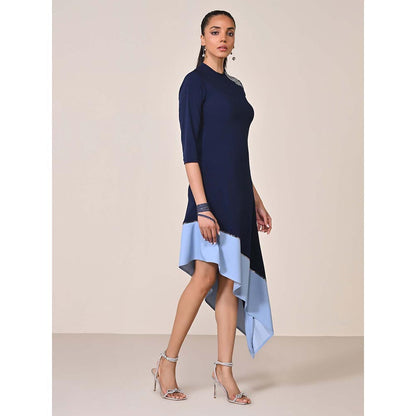 S&N by Shantnu Nikhil Women Blue Jersey Solid Dress