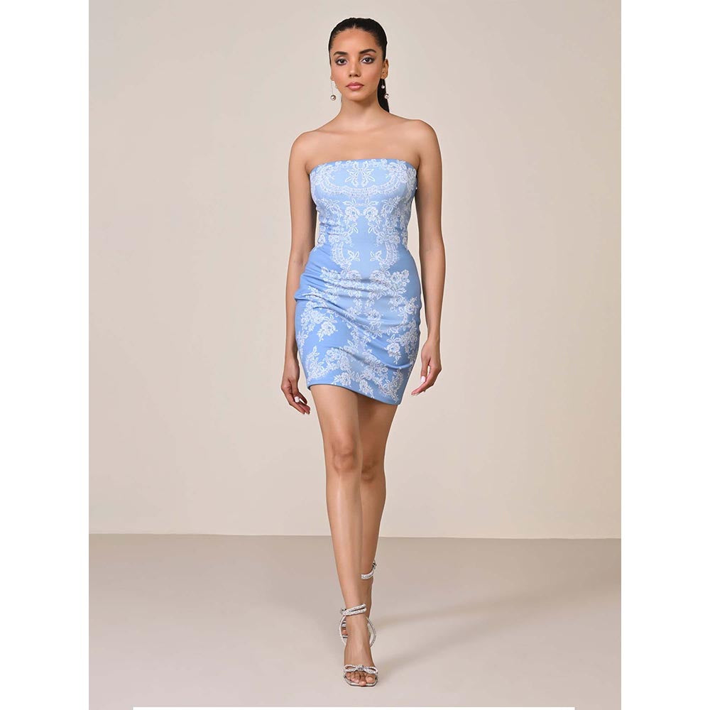 S&N by Shantnu Nikhil Women Blue Jersey Solid Dress