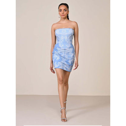 S&N by Shantnu Nikhil Women Blue Jersey Solid Dress