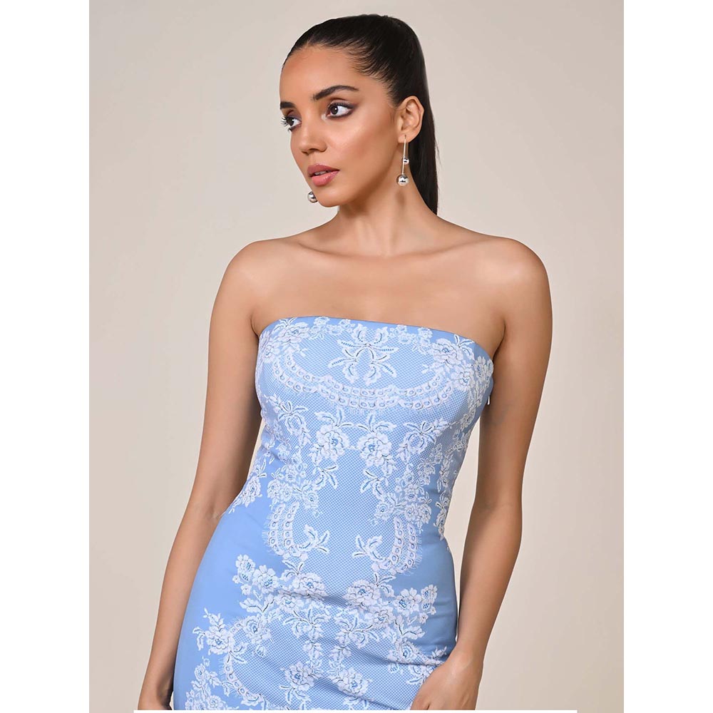 S&N by Shantnu Nikhil Women Blue Jersey Solid Dress