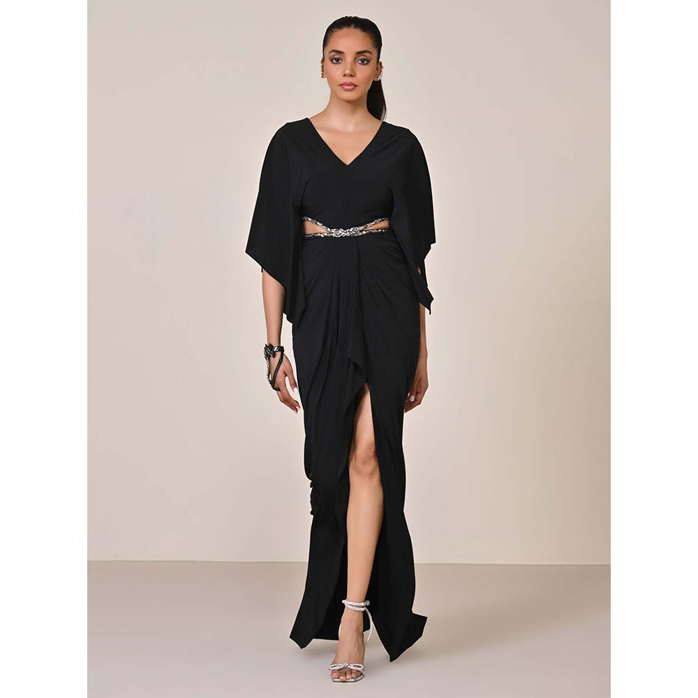 S&N by Shantnu Nikhil Women Black Jersey Solid Dress