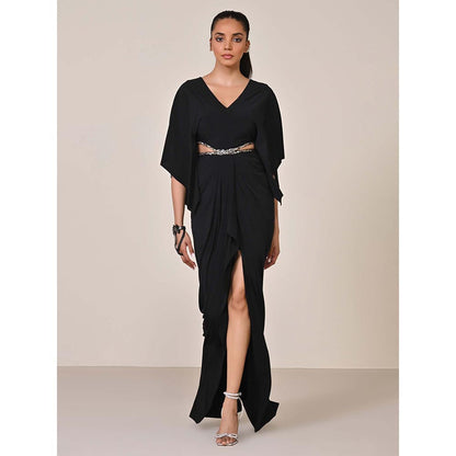 S&N by Shantnu Nikhil Women Black Jersey Solid Dress