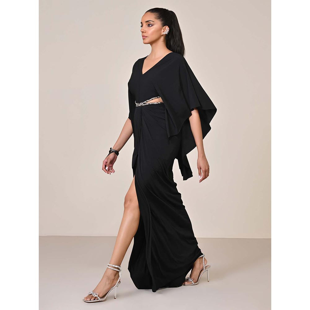 S&N by Shantnu Nikhil Women Black Jersey Solid Dress