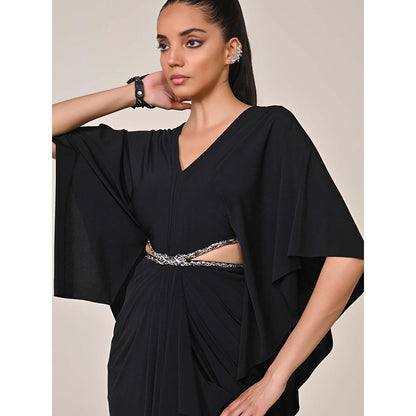 S&N by Shantnu Nikhil Women Black Jersey Solid Dress
