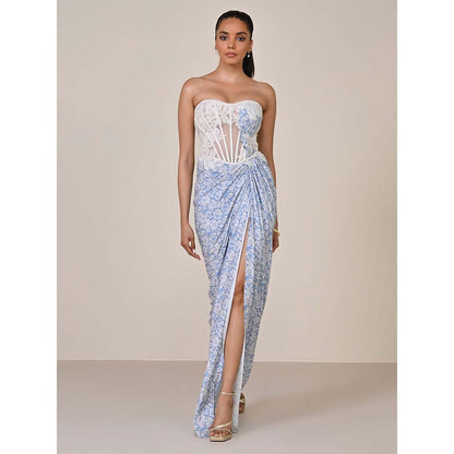 S&N by Shantnu Nikhil Women Blue Jersey Solid Gown