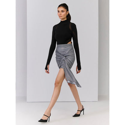 S&N by Shantnu Nikhil Check Printed Drape Skirt