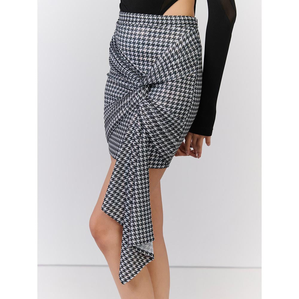 S&N by Shantnu Nikhil Check Printed Drape Skirt