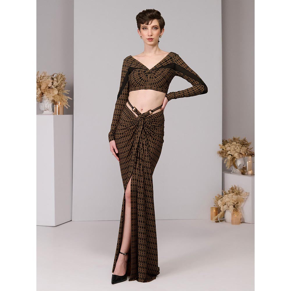 S&N by Shantnu Nikhil Adamas Printed Twisted Draped Skirt