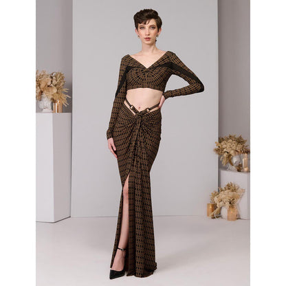 S&N by Shantnu Nikhil Adamas Printed Twisted Draped Skirt