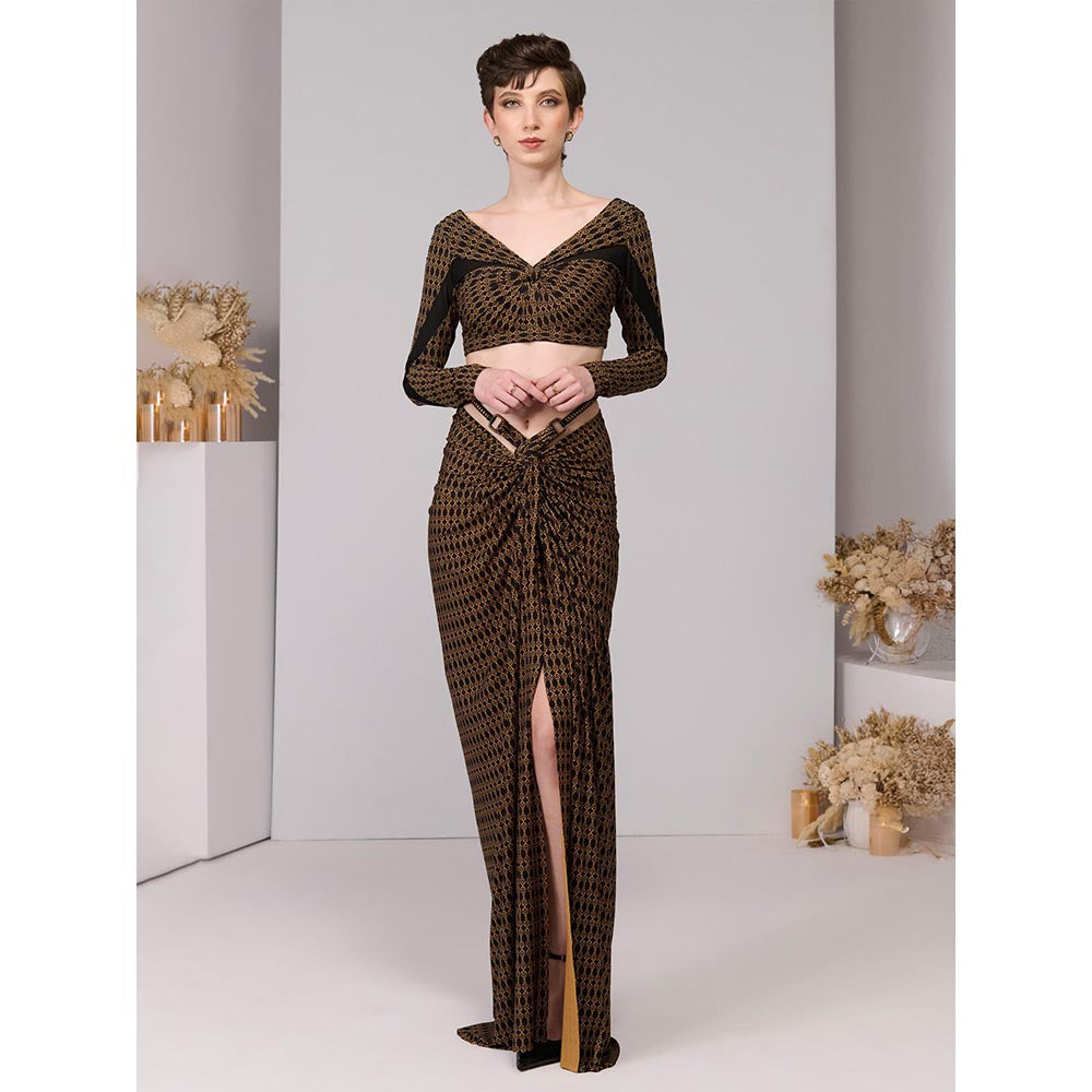 S&N by Shantnu Nikhil Adamas Printed Twisted Draped Skirt