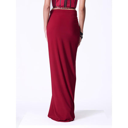 S&N by Shantnu Nikhil Cherry Twisted Drape Skirt