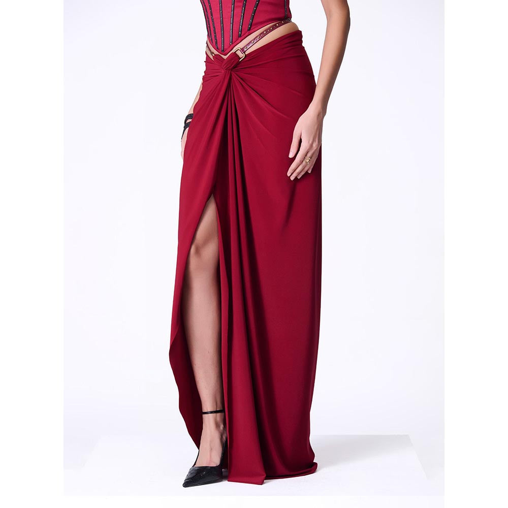 S&N by Shantnu Nikhil Cherry Twisted Drape Skirt