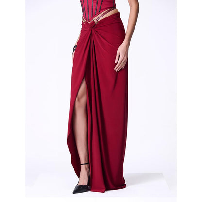 S&N by Shantnu Nikhil Cherry Twisted Drape Skirt