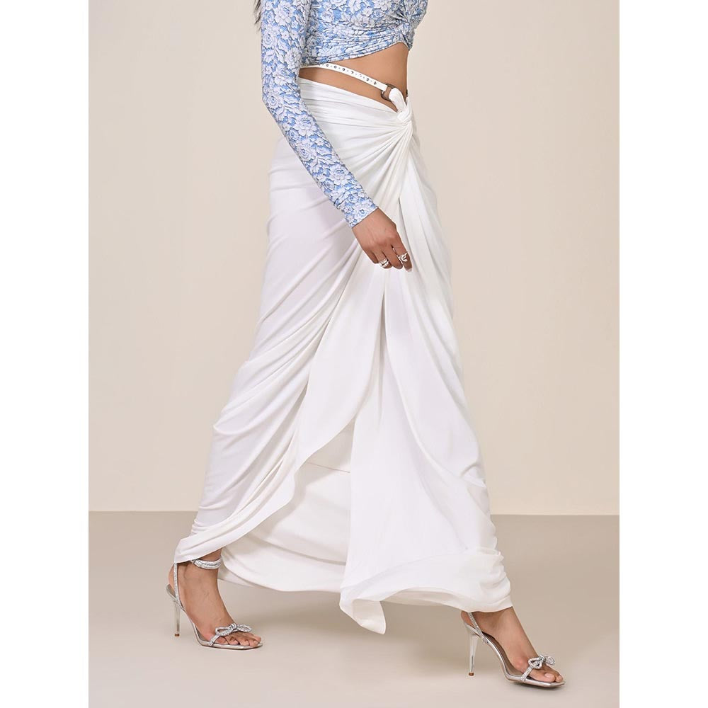 S&N by Shantnu Nikhil White Twisted Drape Skirt