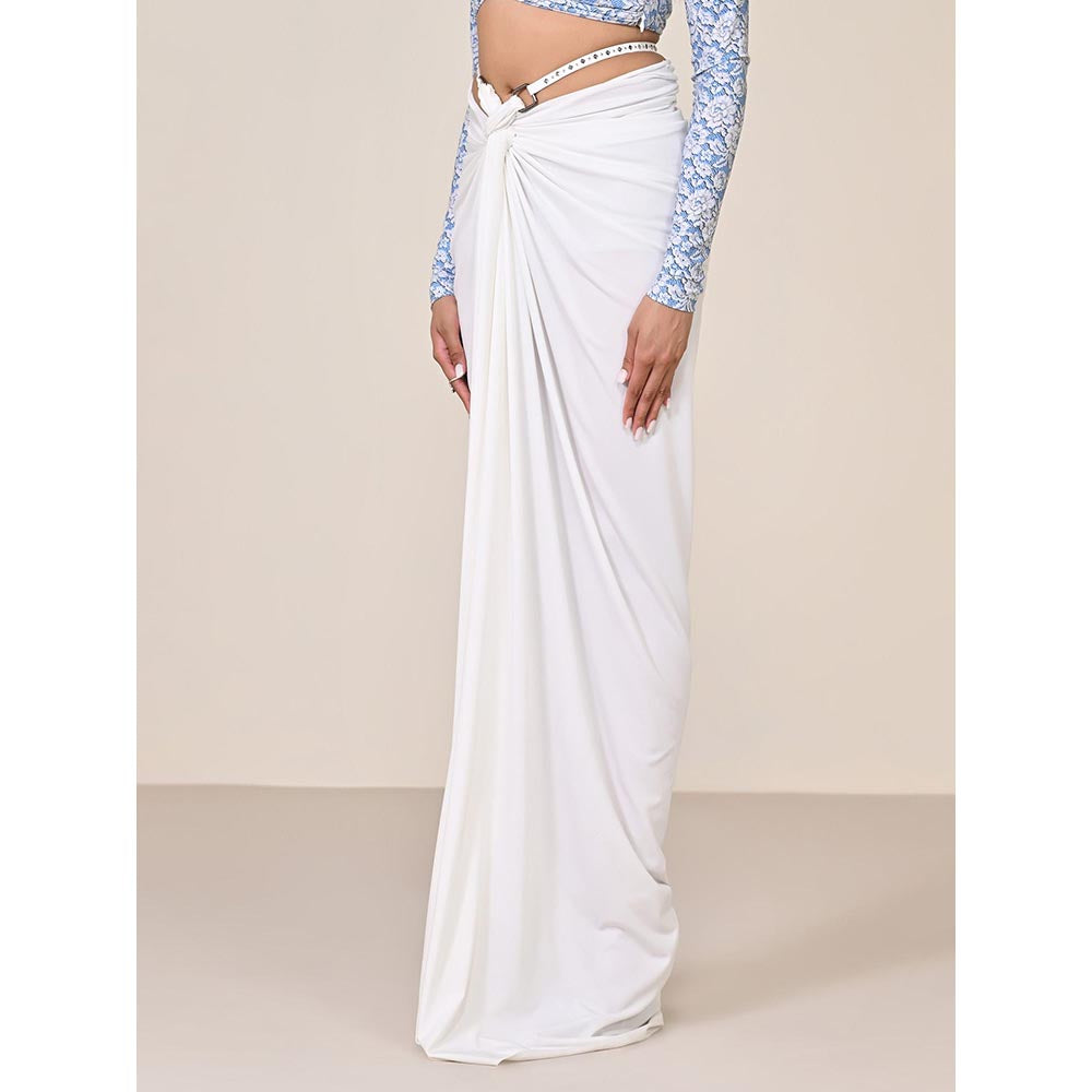 S&N by Shantnu Nikhil White Twisted Drape Skirt
