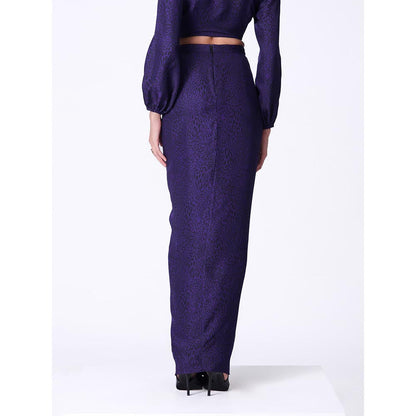 S&N by Shantnu Nikhil Purple Leopard Print Skirt