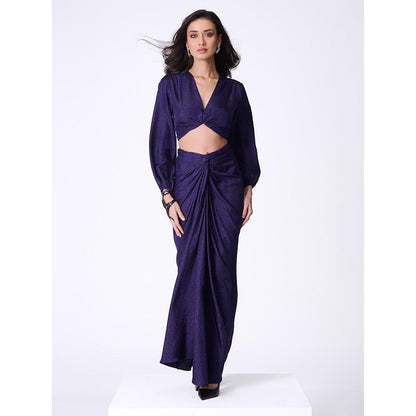 S&N by Shantnu Nikhil Purple Leopard Print Skirt